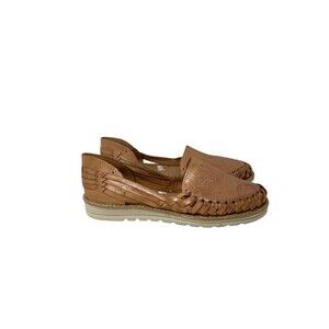 Los 2 Carnales Flats Women's Size 7 Tooled Leather Sunflower Handmade Mexico